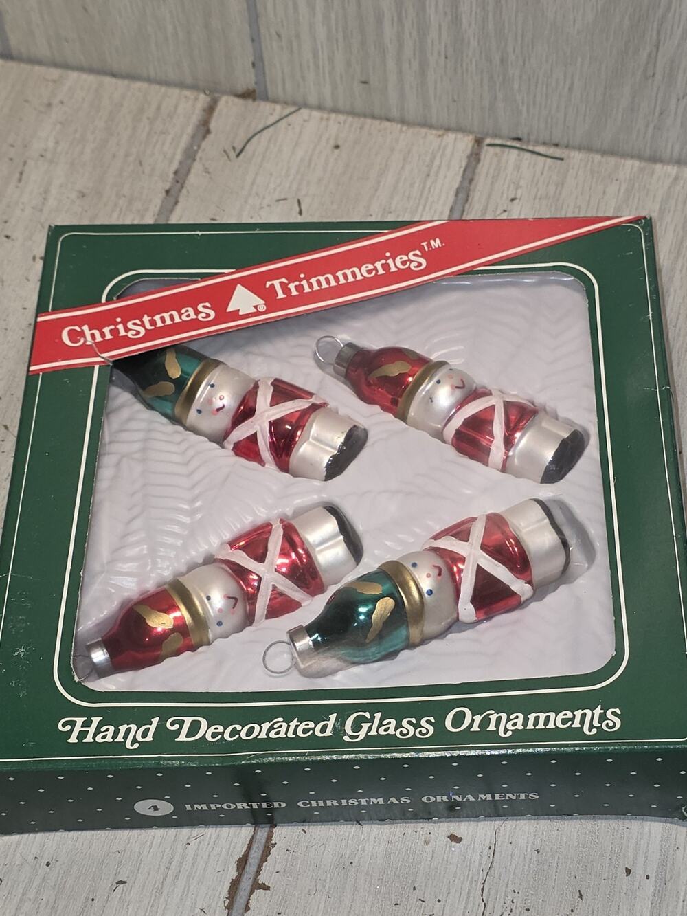 Vtg Glass Blown Christmas Ornaments Toy Soldiers Hand Painted Lot 4 Bradford